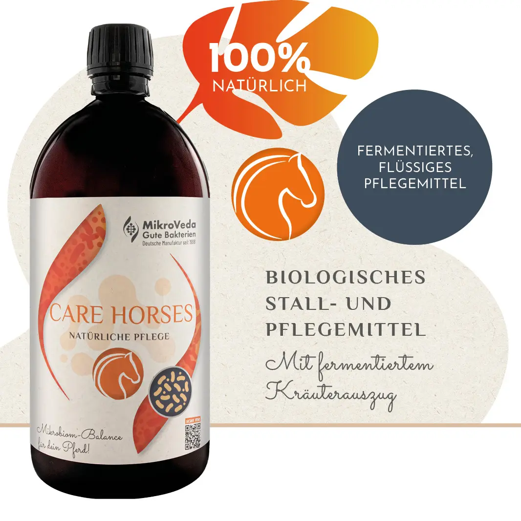 MikroVeda CARE HORSES Bio Stall- und Tierpflege 1 Liter R-PET Flasche (100% recycelt)