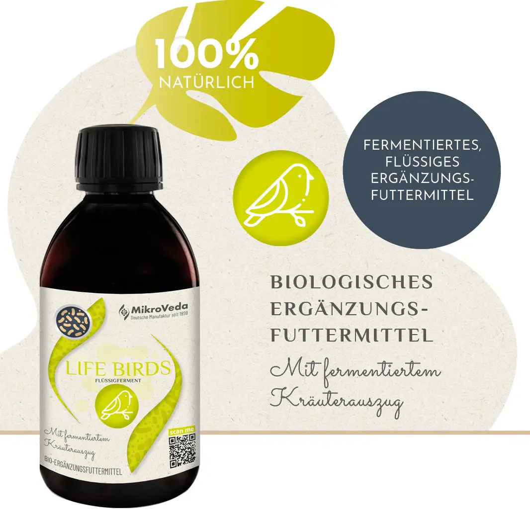 MikroVeda LIFE BIRDS Bio Ergänzungsfutter 250 ml Tropfflasche