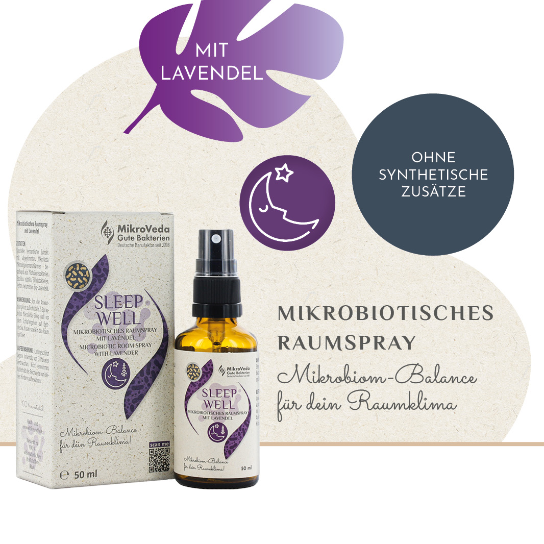 MikroVeda SLEEP WELL mikrobiotisches Raumspray Lavendel-Duft 50 ml Glassprühflasche