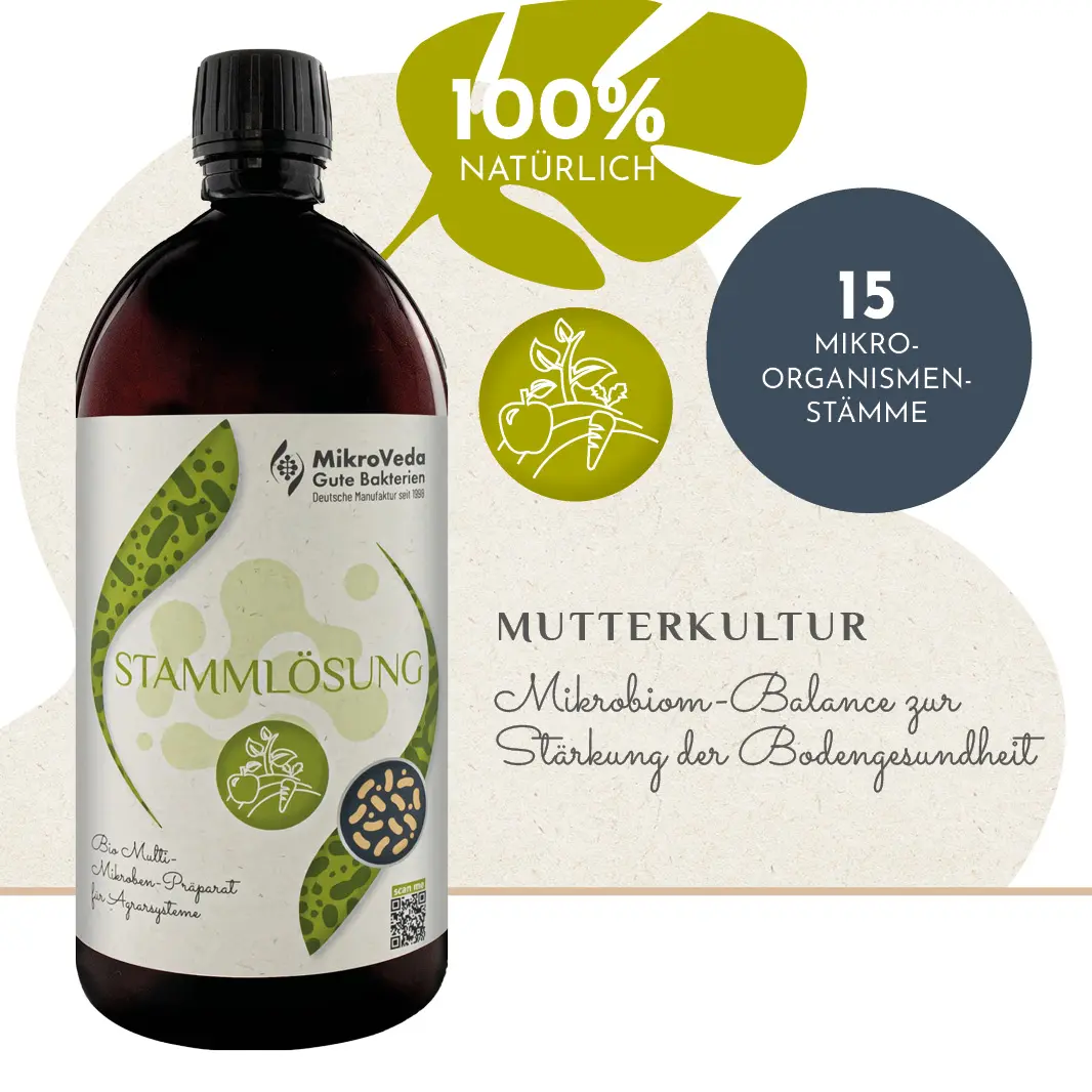 MikroVeda Bio STAMMLÖSUNG 15er Mutterkultur 1 Liter R-PET Flasche (100% recycelt)