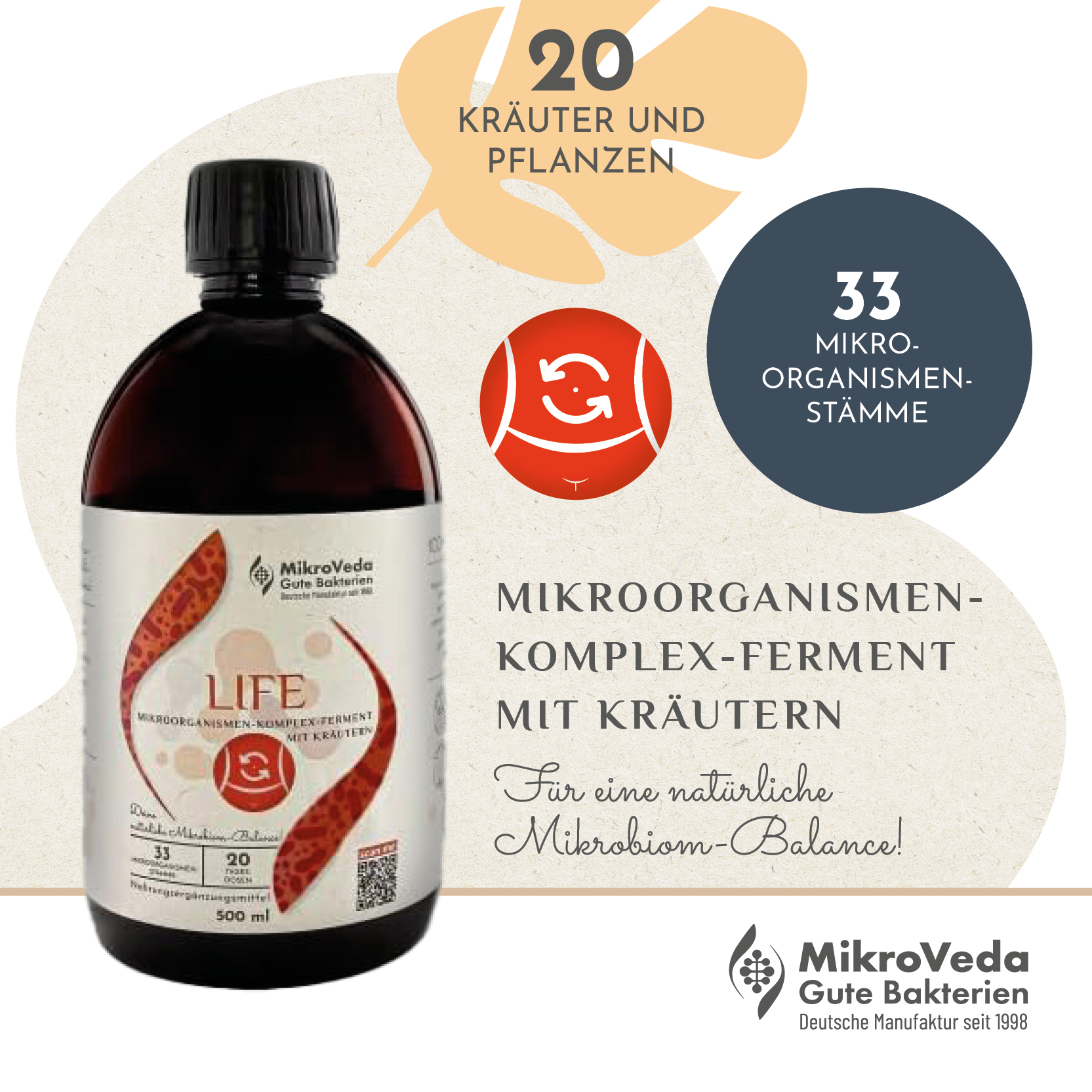 MikroVeda LIFE Bio Mikroorganismen Komplex Kräuterferment 0,5 Liter R-PET (100% recycelt)