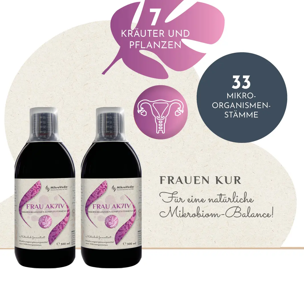 MikroVeda FRAU AK7IV-KUR (Set: 2 x 0,5 Liter MikroVeda FRAU AK7IV DE-ÖKO-037) - Pflanzliches Ferment auf der Basis naturheilkundlicher Kräuter speziell für Frauen