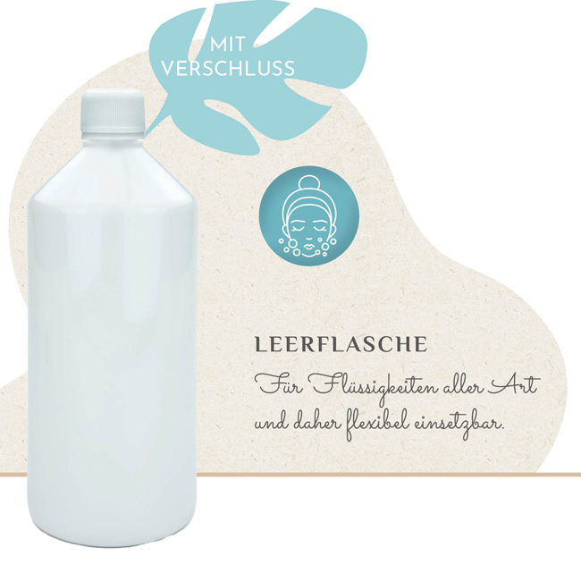 MikroVeda Leerflasche 1 Liter R-PET-Flasche (100% recycelt) SIROP mit Verschluss