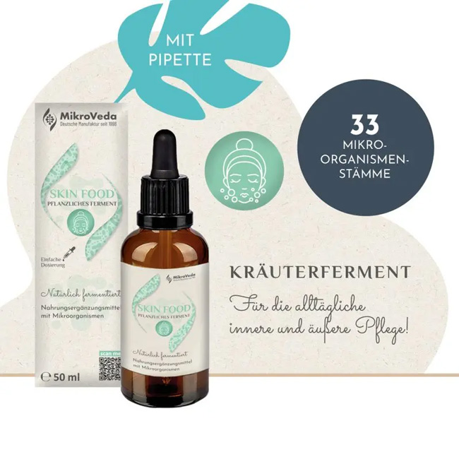 MikroVeda SKIN FOOD Kräuterferment 50 ml Glasflasche DE-ÖKO-037